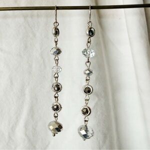 Silver Crystal Drop Earrings - Clear/Silver